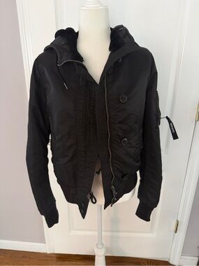 Garage Black Women's Hooded Bomber Jacket